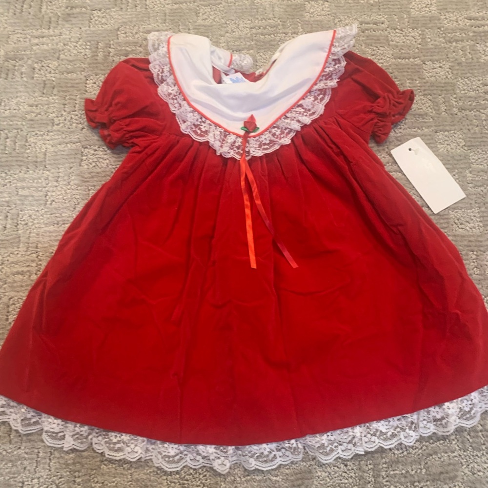 Vintage Elegant Red Lace Kids Dress